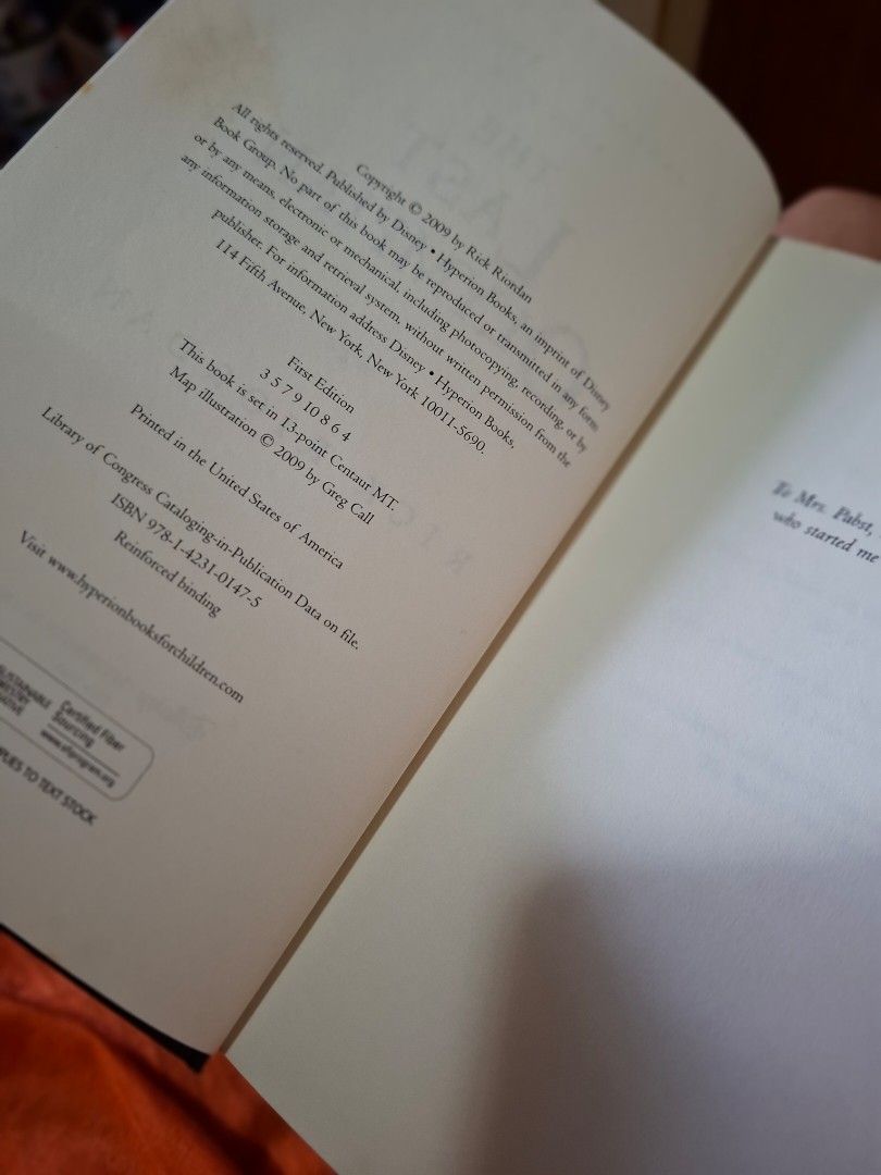 Rick Riordan THE LAST OLYMPIAN [missing dust cover] (Category: Storybooks) located in Arayat. Submitted by books_and_more_stuff (Listing ID 1463574212, Image 3). Description: We only sell authentic/original copy of books all purchased from the U.S. PM for more available titles and photos if interested. MOP: BANK TRANSFER/GCASH Shipping (via J&T) cost to be shouldered by buyer. Once confirmed kindly send: FULL NAME: CONTACT NUMBER: SHIPPING ADDRES