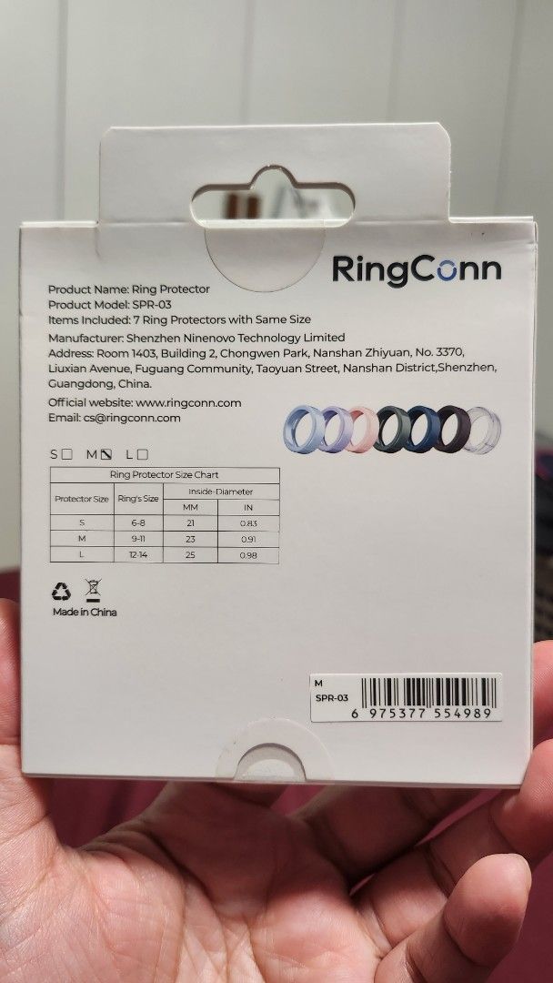 RingConn Smart Ring Protector (Category: Cases & Sleeves) located in Manila. Submitted by jmgco (Listing ID 1463696491, Image 2). Description: - Set of 7 multi color RingConn ring protectors - M size 9-11 - Protects ring from scratches and damage - Ideal for everyday wear -brandnew sealed.