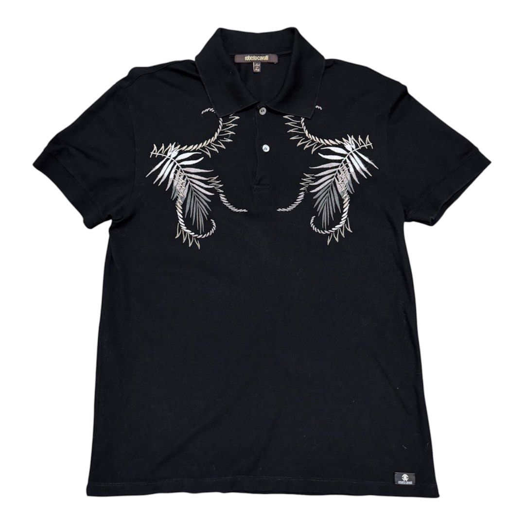 Robert Cavalli Embroidered Polo Shirt (Category: Tshirts & Polo Shirts ) located in Dinalupihan. Submitted by brokencasket (Listing ID 1463666537, Image 1). Description: Robert Cavalli Embroidered Polo Shirt Size L on tag. Measurements on photo. .