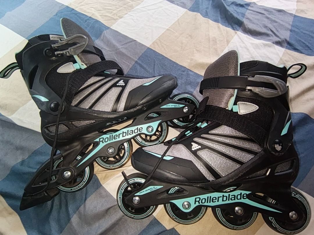 Rollerblade Inline Skates Size EU 40.5 Us Size 9 (Category: Skates, Rollerblades & Scooters) located in Caloocan City. Submitted by mysticstone_254d34 (Listing ID 1463687235, Image 1). Description: - Rollerblade inline skates - Size: EU 40.5 (US Women's 9, UK 7, CM 26.0) - Color: Black and grey with teal accents - Origin: Made in Vietnam - Ideal for: Skating around / cruising.