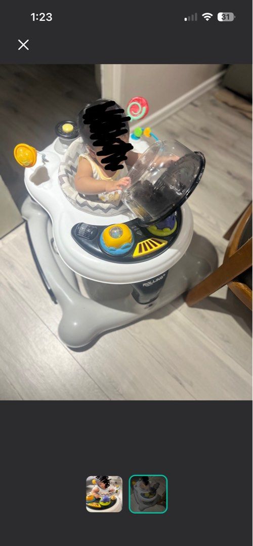 Rolling+ Baby Walker with Toys (Category: Infant Playtime) located in Dasmarinas. Submitted by nikkasumpi58475 (Listing ID 1463603658, Image 1). Description: Rfs outgrown Ung issue is na tanggal ung 1 rattle toy pwede sya ma remove nsa last picture - Interactive baby walker with attached toys - Padded seat for maximum comfort - Smooth-rolling wheels for easy movement - Perfect for babies learning to explore - Clean and ready for a new home.