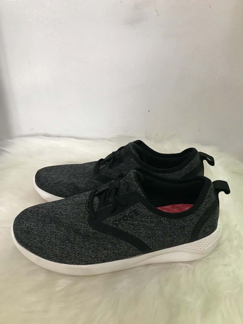 Crocs Knit Sneakers (Category: Sneakers) located in Manila. Submitted by vincent.seller (Listing ID 1463604506, Image 2). Description: - Black and grey knit Ryka sneakers - Lace-up closure - White soles - Pull tab at the back - Ideal for walking and casual wear - Comfortable and lightweight design.