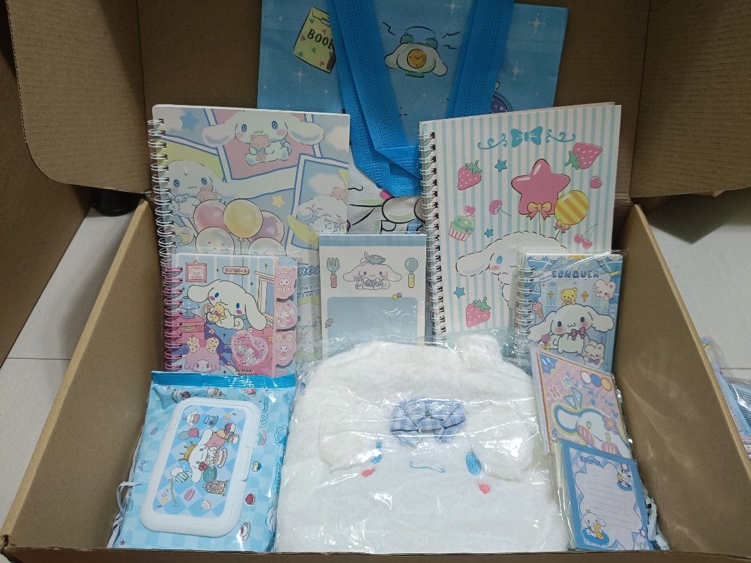 Sanrio Cinnamoroll Stationery Set - Blue Theme (Category: Stationery & School Supplies) located in Imus. Submitted by mrpp03 (Listing ID 1463695129, Image 2). Description: - Adorable Cinnamoroll stationery set - All items feature a charming blue theme - Includes: notebooks, pens, ruler, pencil case, cup, and many more cute items! - Ideal for Cinnamoroll enthusiasts - Perfect for school, work, or personal organization - Makes a wonderful gift for 