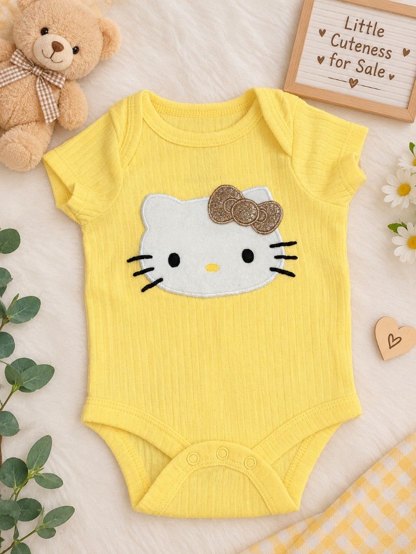 Sanrio Hello Kitty Onesie NB (Category: Babies & Kids Fashion) located in Jose Panganiban. Submitted by louisecheese (Listing ID 1463575101, Image 1). Description: -USED ONCE ONLY (Big baby sikip agad) - Adorable yellow Kitty onesie - Comfortable short sleeves - Soft cotton blend fabric - Easy snap closure at the bottom - Ideal for everyday wear or as a gift.