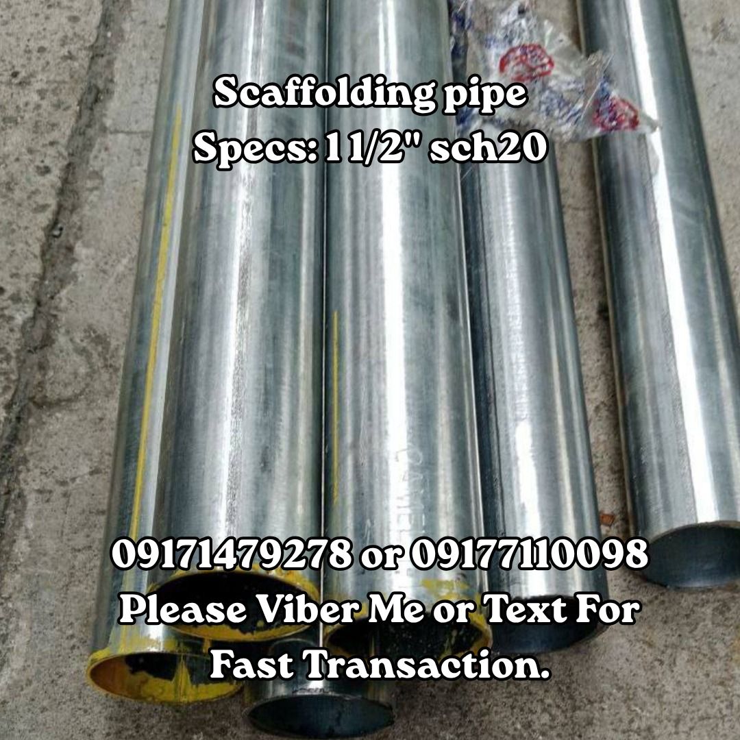 Scaffolding pipe Specs: 1 1/2" sch20 (Category: Construction Tools & Equipment) located in Manila. Submitted by 09171479278_elsie. (Listing ID 1463608862, Image 1). Description: Scaffolding pipe Specs: 1 1/2" sch20 .