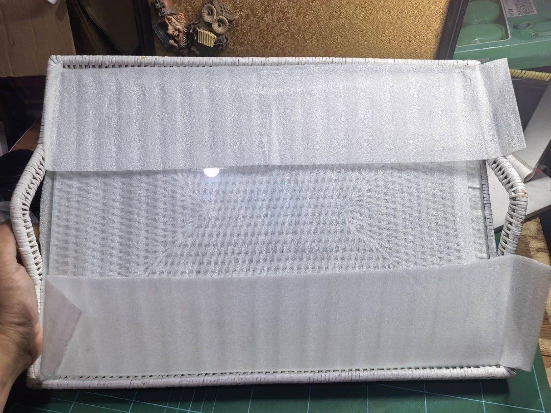 Serving Tray - Weaved Native Material with Tempered Glass (Category: Other Kitchenware & Tableware) located in Cebu City. Submitted by dudes_villanueva (Listing ID 1463604062, Image 2). Description: Serving Tray - Weaved Native Material with Tempered Glass 📌 In excellent condition. L16.5xW12 in.