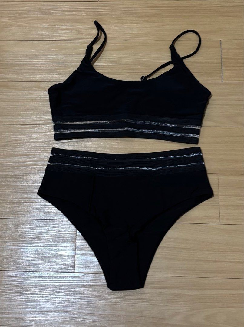 Shein Black Bikini Set Small - Medium (Category: Bikinis & Swimsuits) located in Quezon City. Submitted by garagesale2026 (Listing ID 1463648998, Image 1). Description: - Never used, no more tag - Two-piece black bikini set - With mesh detailing - Adjustable strap - High-waisted bikini.