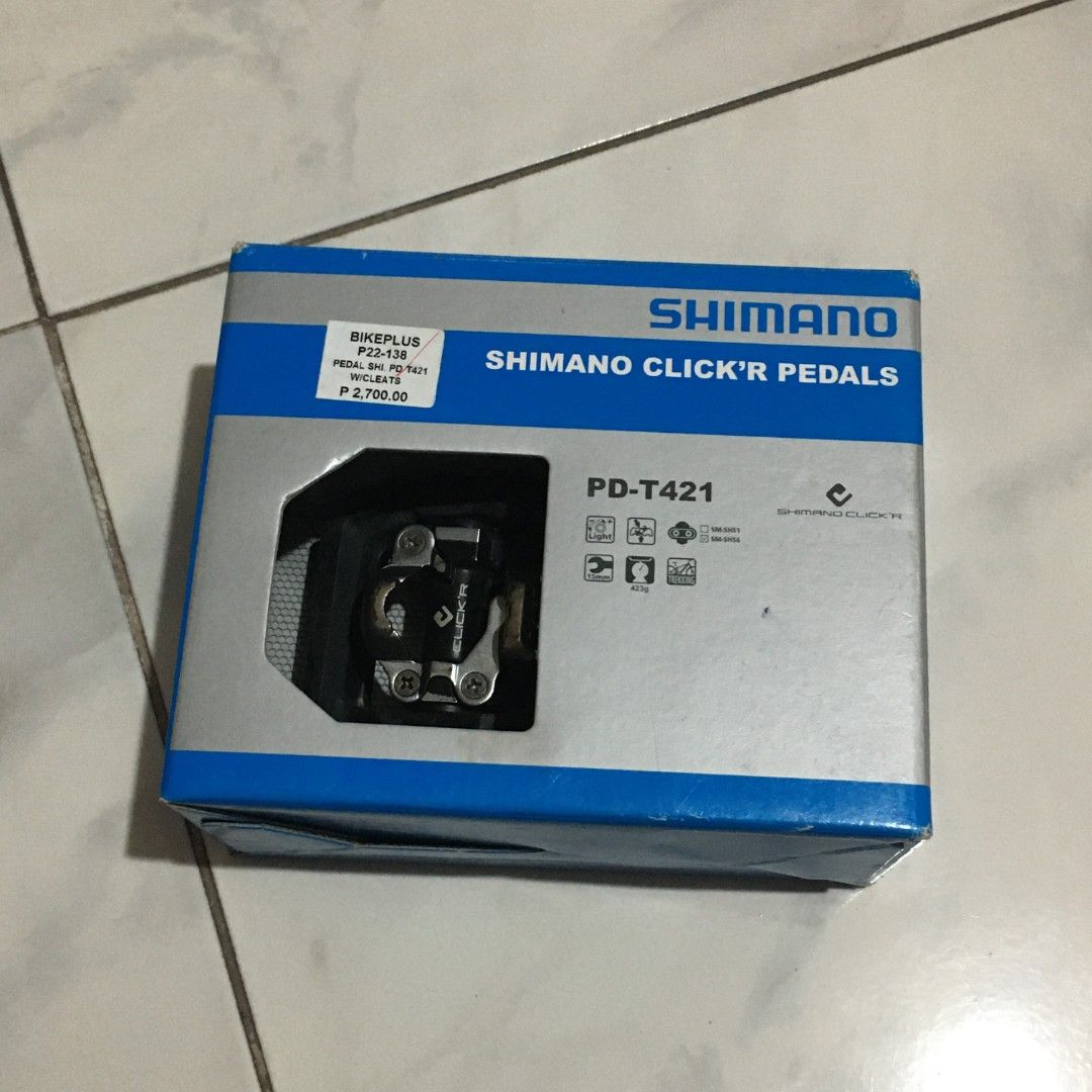 Shimano Click'r Pedals PD-T421 (Category: Bicycles) located in Dasmarinas. Submitted by zaedol.10 (Listing ID 1463601454, Image 1). Description: — dual-platform side 1: easy entry Click'R SPD side 2: no-slip flat surface — beginner friendly — with original box dm for fast transaction RFS: decluttering 📍: Dasmariñas, Cavite.