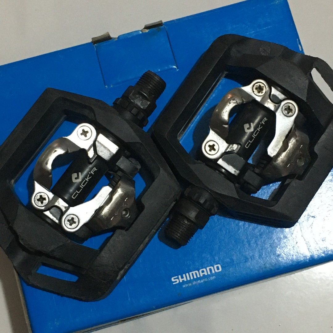 Shimano Click'r Pedals PD-T421 (Category: Bicycles) located in Dasmarinas. Submitted by zaedol.10 (Listing ID 1463601454, Image 3). Description: — dual-platform side 1: easy entry Click'R SPD side 2: no-slip flat surface — beginner friendly — with original box dm for fast transaction RFS: decluttering 📍: Dasmariñas, Cavite.