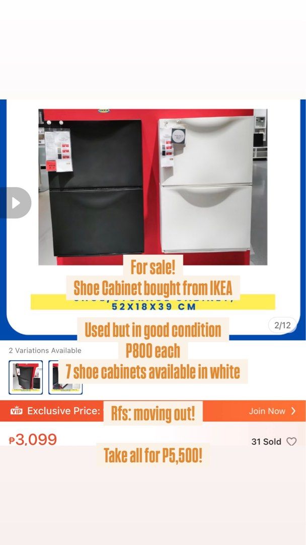 Shoe Cabinet from IKEA (Category: Shelves, Cabinets & Racks) located in Caloocan City. Submitted by truebear.6c556c (Listing ID 1463562960, Image 1). Description: .