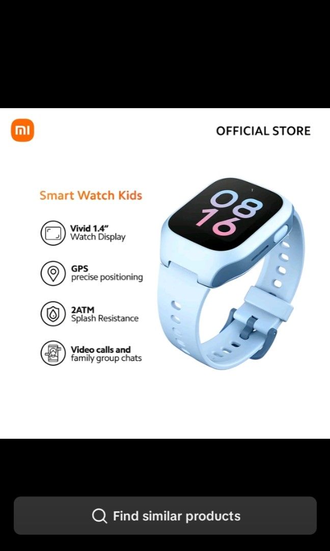 Smart Watch for Kids (Category: Baby Monitors) located in Pasig City. Submitted by mharie89 (Listing ID 1463718112, Image 2). Description: Dimensions: 54.4mm x 41.4mm x 14.6mm*Height, width and thickness dimensions exclude the strap and protrusionsWeight: 52g*With in-box strap StrapMaterial: Silicone Display 1.4 inch Touch DisplayResolution: 240 x 240 pixelsBrightness: up to 279 nitsCase material: PC Sensors: G-sensor BatteryCharging type: magnet