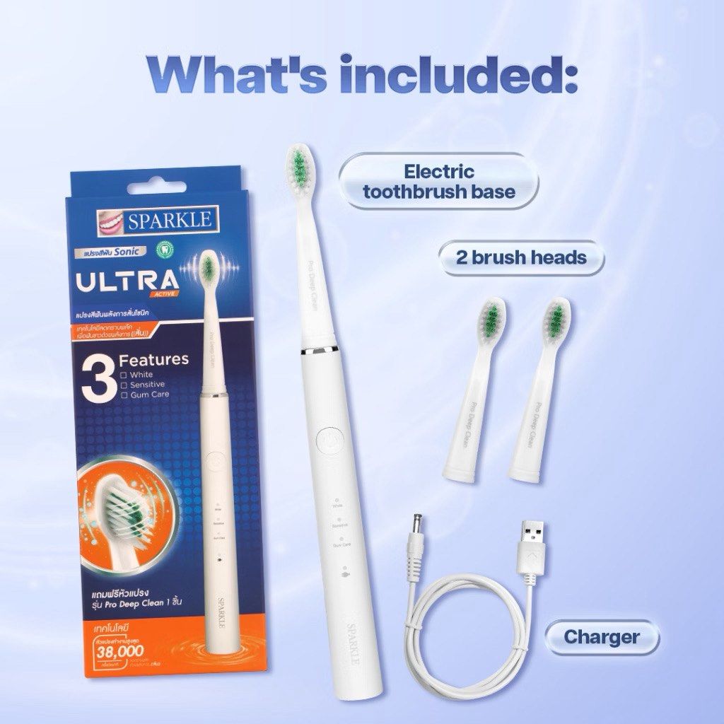 Sparkle Ultra Active Sonic Toothbrush (Category: Sanitary Hygiene) located in Bulacan. Submitted by aria074 (Listing ID 1463662717, Image 3). Description: Selling spare, switching to oral B.