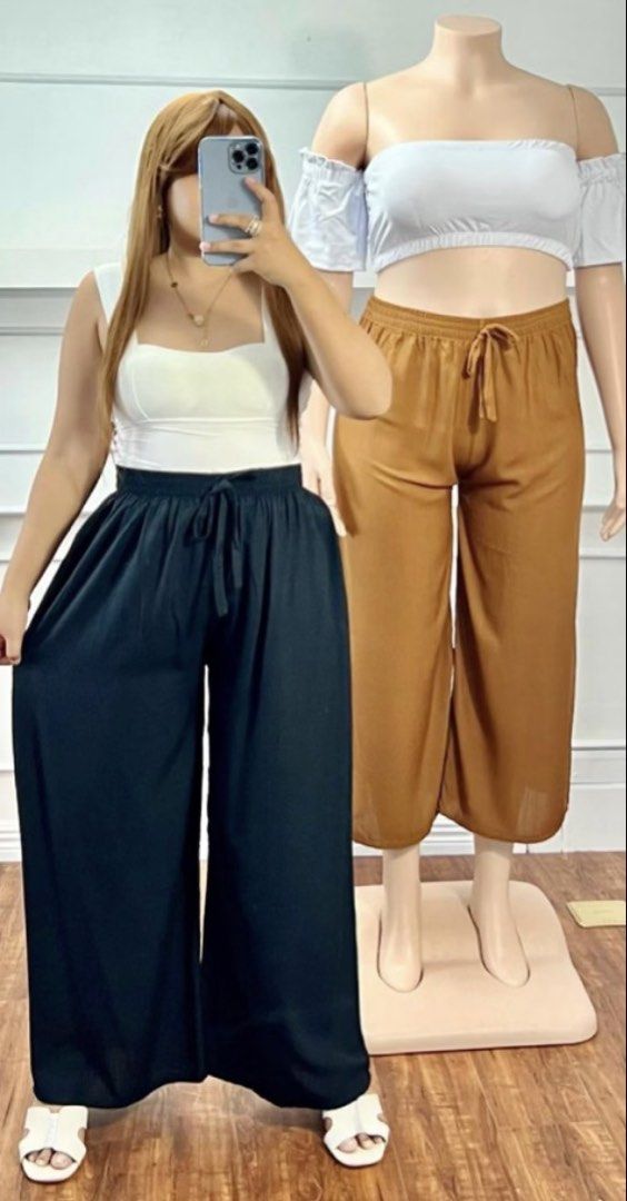Square Drawstring Pants, Soft Linen (Category: Jeans) located in Quezon City. Submitted by pamelasal51714 (Listing ID 1463574890, Image 2). Description: - Flowy black wide leg pants - Comfortable elastic waistband with drawstring - Lightweight, drapey fabric - Ideal for casual wear or lounging - Effortless to style with various tops - Creates a relaxed look.