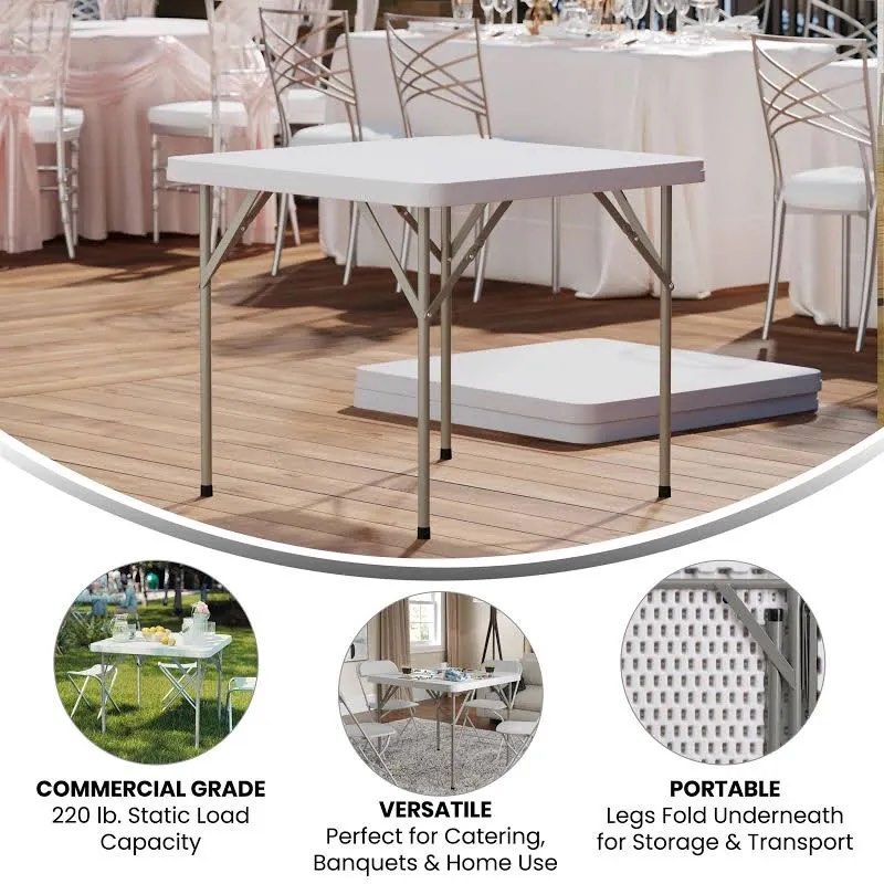 Folding Table (Category: Tables & Sets) located in Singapore. Submitted by mr_james168 (Listing ID 1463677836, Image 2). Description: Durable white folding table. Water, impact, and stain resistant. Folds for easy storage. Supports up to 220 lbs. Perfect for events or home..