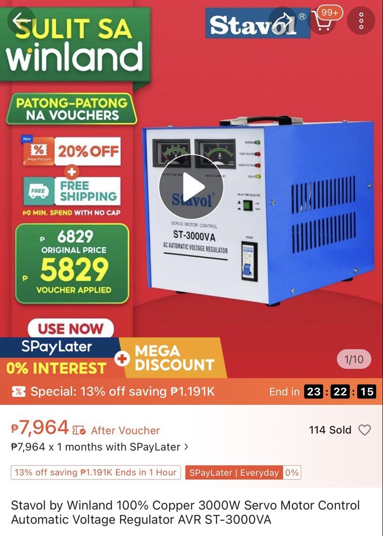 Stavol 3000 Automatic Voltage Regulator AVR (Category: Other Home Appliances) located in Muntinlupa City. Submitted by olkopi (Listing ID 1463712616, Image 3). Description: 3KVA AVR In very good condition Heavy duty and durable Servo type Good for coffee machine, heavy duty appliances, ice cream maker etc., Location: Putatan, Muntinlupa.