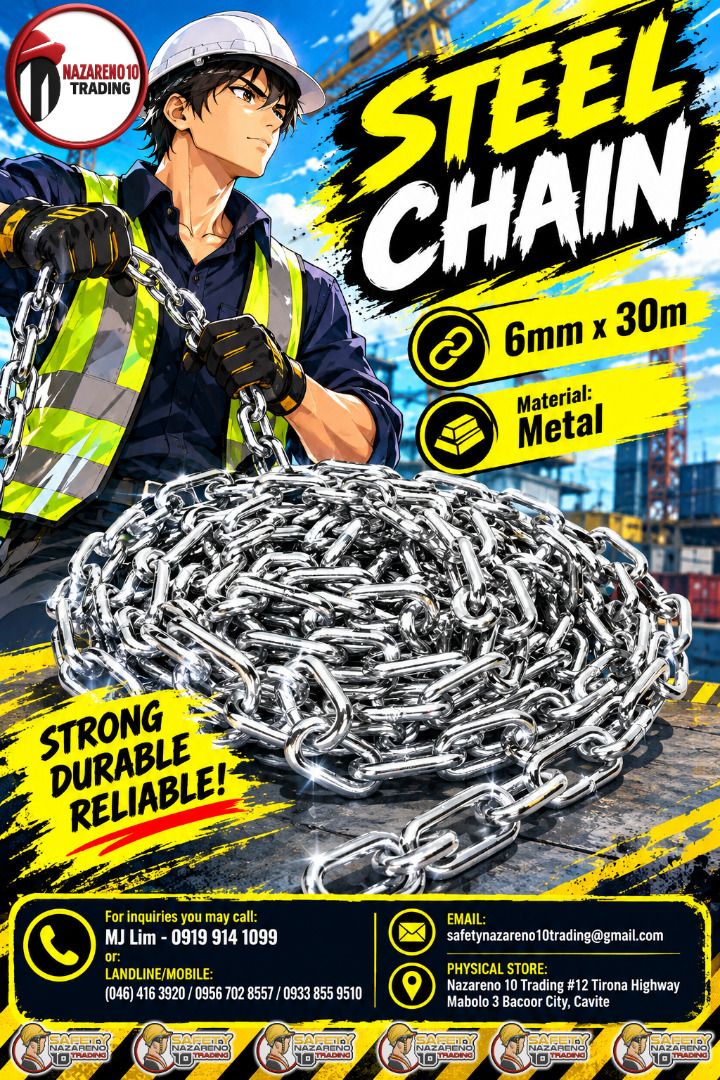 Steel Chain (Category: Looking For) located in Bacoor. Submitted by zealmountain-375a (Listing ID 1463558181, Image 1). Description: 6 mm x 30m Material: Metal.