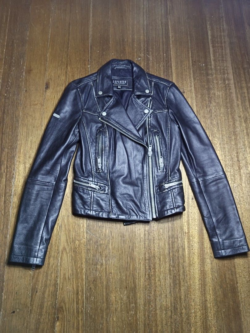 Superdry motor leather jacket (Category: Coats, Jackets and Outerwear) located in Mandaluyong City. Submitted by beloved_kirara (Listing ID 1463689423, Image 1). Description: good condition no issue size 8 on tag UK 8 US 4 EU 36 UK xs unisex dimension L 22 w 17 S 25 4500 + sf location mandaluyong willing to meet up as long as it's near my area.