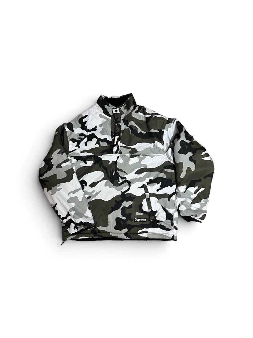 Supreme Reversible Fleece Jacket Polartech Camo (Category: Coats, Jackets and Outerwear) located in San Jose. Submitted by vnctltno (Listing ID 1463667106, Image 2). Description: - Supreme reversible jacket W 25 L 27 Good as new Nego.