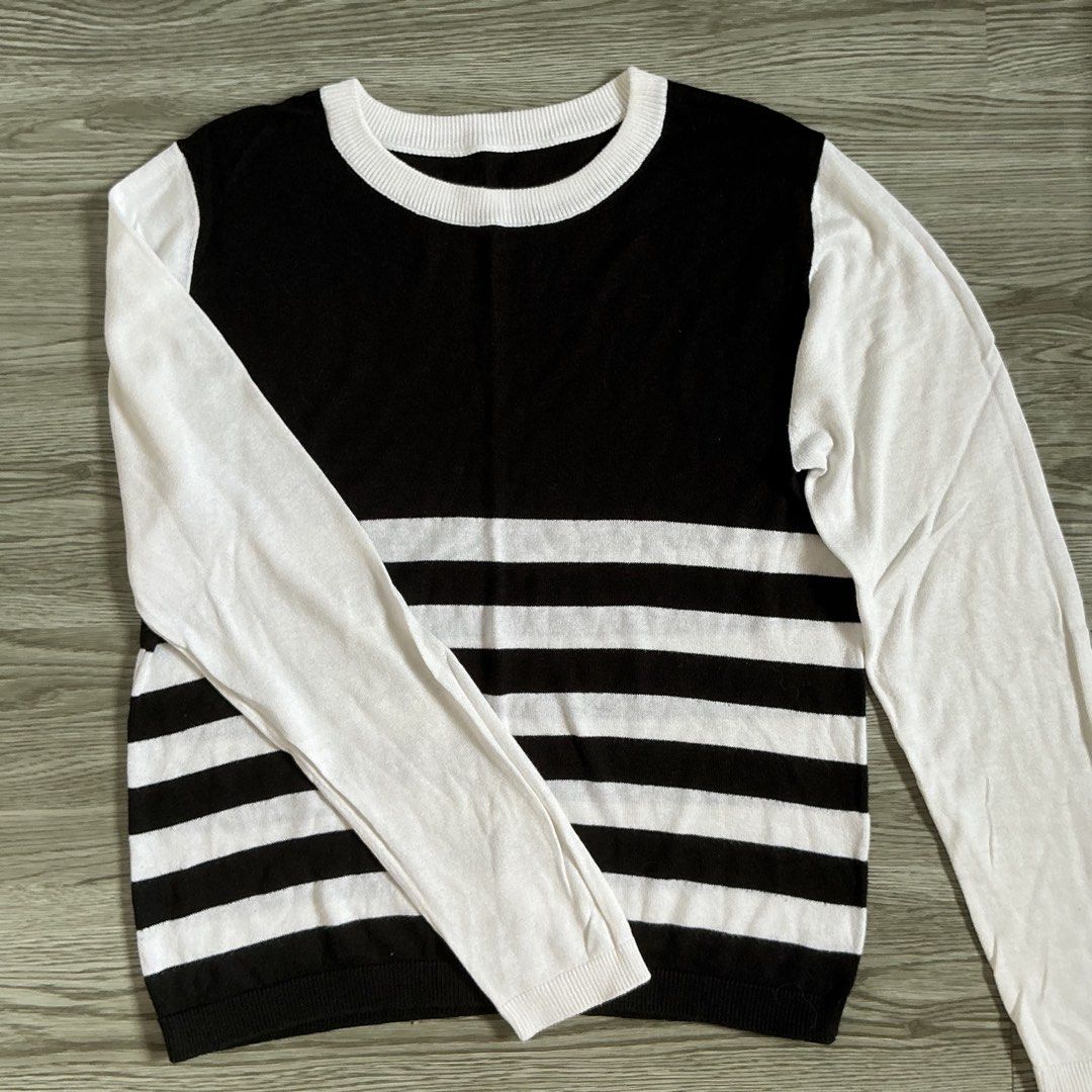 FREEBIES (Category: Longsleeves) located in Muntinlupa City. Submitted by lovedbysabel (Listing ID 1463644957, Image 3). Description: A few pieces from my closet that I’d love to see go to a new home. Free with any purchase from my listings, with no minimum spend required Includes a Baleno Ladies black & white striped long-sleeve top, a black & white color-block striped sweatshirt from my South Korea trip, a buttery yellow wool sweater from my Ch