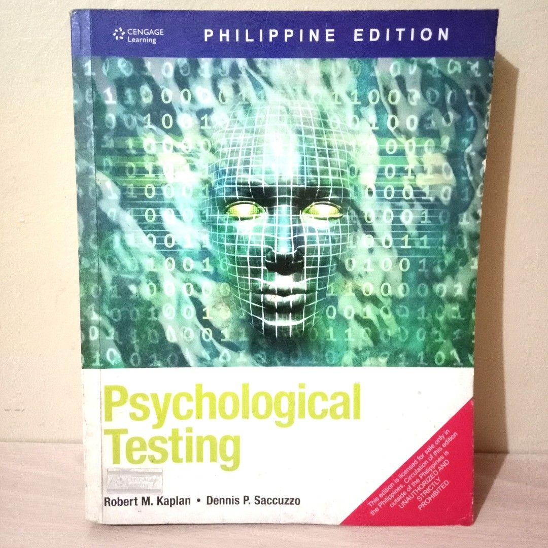 Textbook : PSYCHOLOGICAL TESTING By KAPLAN & SACCUZZO (Category: Textbooks) located in Bulacan. Submitted by namethesizemkt2 (Listing ID 1463629283, Image 1). Description: .