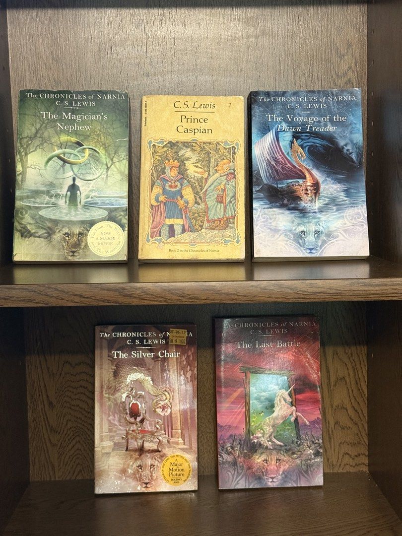 Prince Caspian (Narnia book) (Category: Storybooks) located in Rodriguez. Submitted by bmade08 (Listing ID 1463705077, Image 1). Description: - 5 books from The Chronicles of Narnia series by C.S. Lewis. Condition: tanning and signs of aging Individual price: 89 Available Titles: Prince Caspian Sold as of Oct 8 - The Magician’s Nephew - The Silver Chair - The Voyage of the Dawn Treader - The Last Battle .
