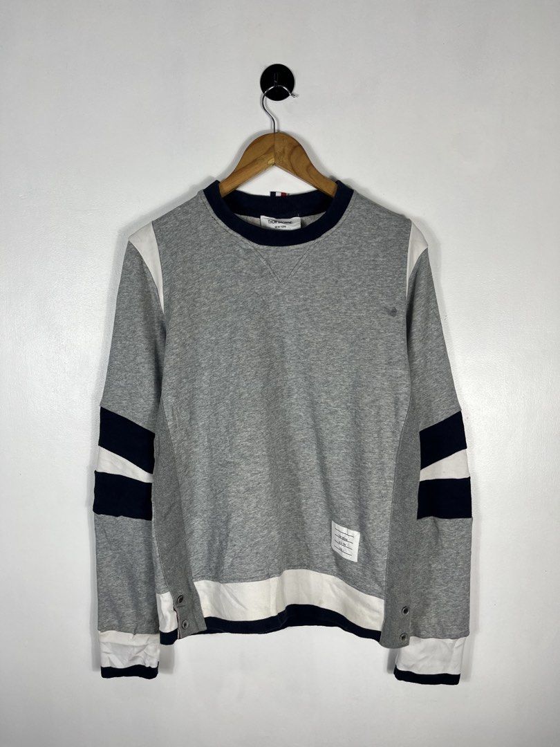 Thom Browne Crewneck (Category: Coats, Jackets and Outerwear) located in Bacolod City. Submitted by piquedup.ph_v2 (Listing ID 1463697649, Image 1). Description: Thom Browne Crewneck Size: | 20.5x26 Condition: Excellent Color rate: 9.5/10 (Color may vary to lighting) Flaws: None.