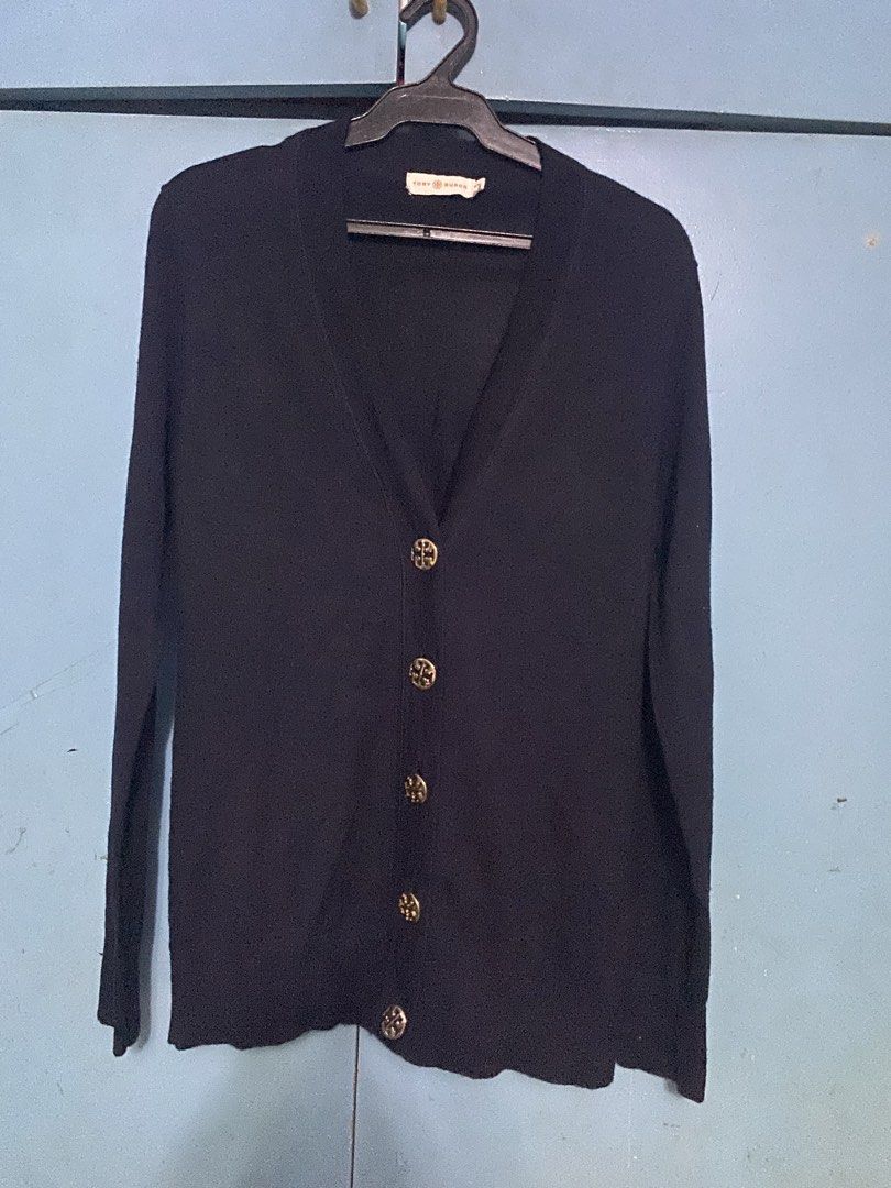 TORY BURCH V Neck Ladies Cardigan (Category: Coats, Jackets and Outerwear) located in Quezon City. Submitted by elmiras_closet (Listing ID 1463635678, Image 1). Description: very good condition no glaws or issue conplete buttons 100 % merino wool .