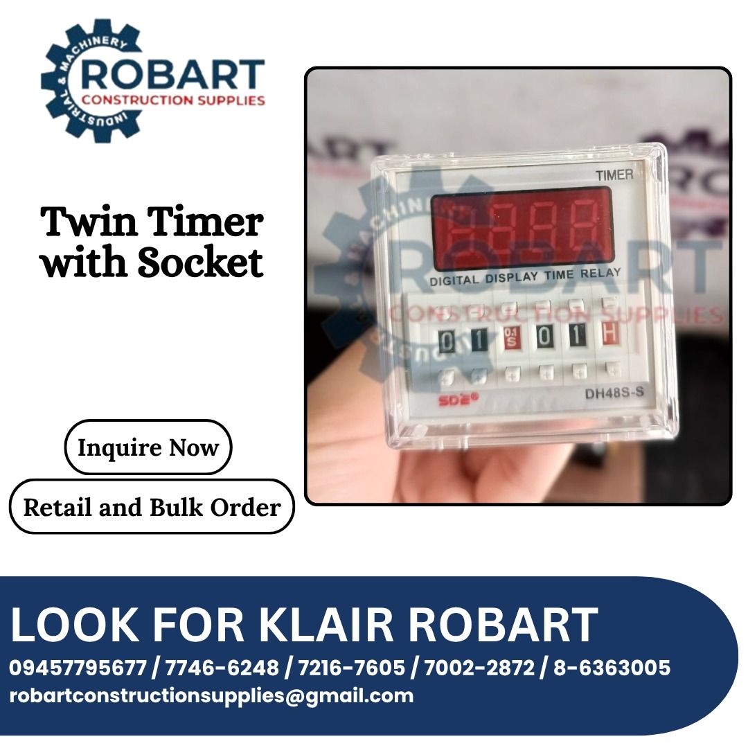 Twin timer w/ socket (Category: Construction Tools & Equipment) located in Caloocan City. Submitted by klair_robart (Listing ID 1463615335, Image 1). Description: Twin timer w/ socket Brand: SDE Model: DH48S-S price may change without prior notice message us for more inquiries.
