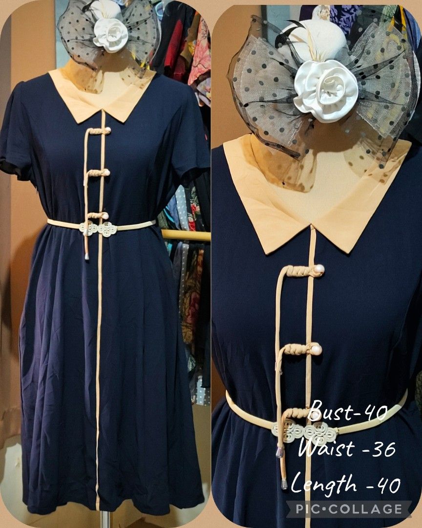 Ukay navy blue collared midi dress (Category: Dresses) located in Rizal. Submitted by villacorta14757 (Listing ID 1463718587, Image 2). Description: Ukay navy blue collared midi dress B 40 W 36 L 40 Like new Need wash.