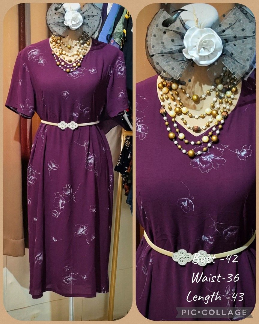Ukay violet chiffon midi dress (Category: Dresses) located in Rizal. Submitted by villacorta14757 (Listing ID 1463696443, Image 2). Description: Ukay violet chiffon midi dress B 42 W 36 L 43 Like new Issue need wash.