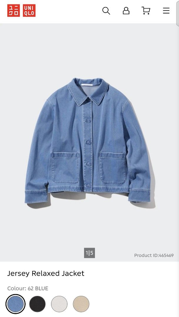 📍Uniqlo Jersey Relaxed Jacket (Category: Coats, Jackets and Outerwear) located in Antipolo. Submitted by simplehans (Listing ID 1463656293, Image 1). Description: ‎📍Uniqlo Jersey Relaxed Jacket ‎Size XL ‎Width- 23 ‎Length- 23.5 ‎Excellent Condition ‎DIRECT MESSAGE IF INTERESTED.