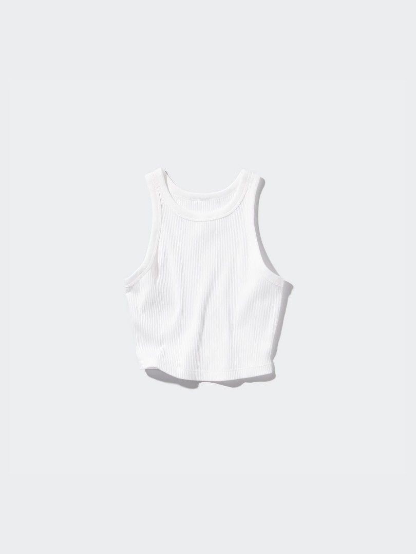 UNIQLO Ribbed Cropped Tank Top (Category: Sleeveless) located in Pasig City. Submitted by damadenoche_ (Listing ID 1463696676, Image 2). Description: - A small blue stain that's not noticeable and can be removed by baking soda or vinegar. - Decluttering uniqlo clothes and pants..