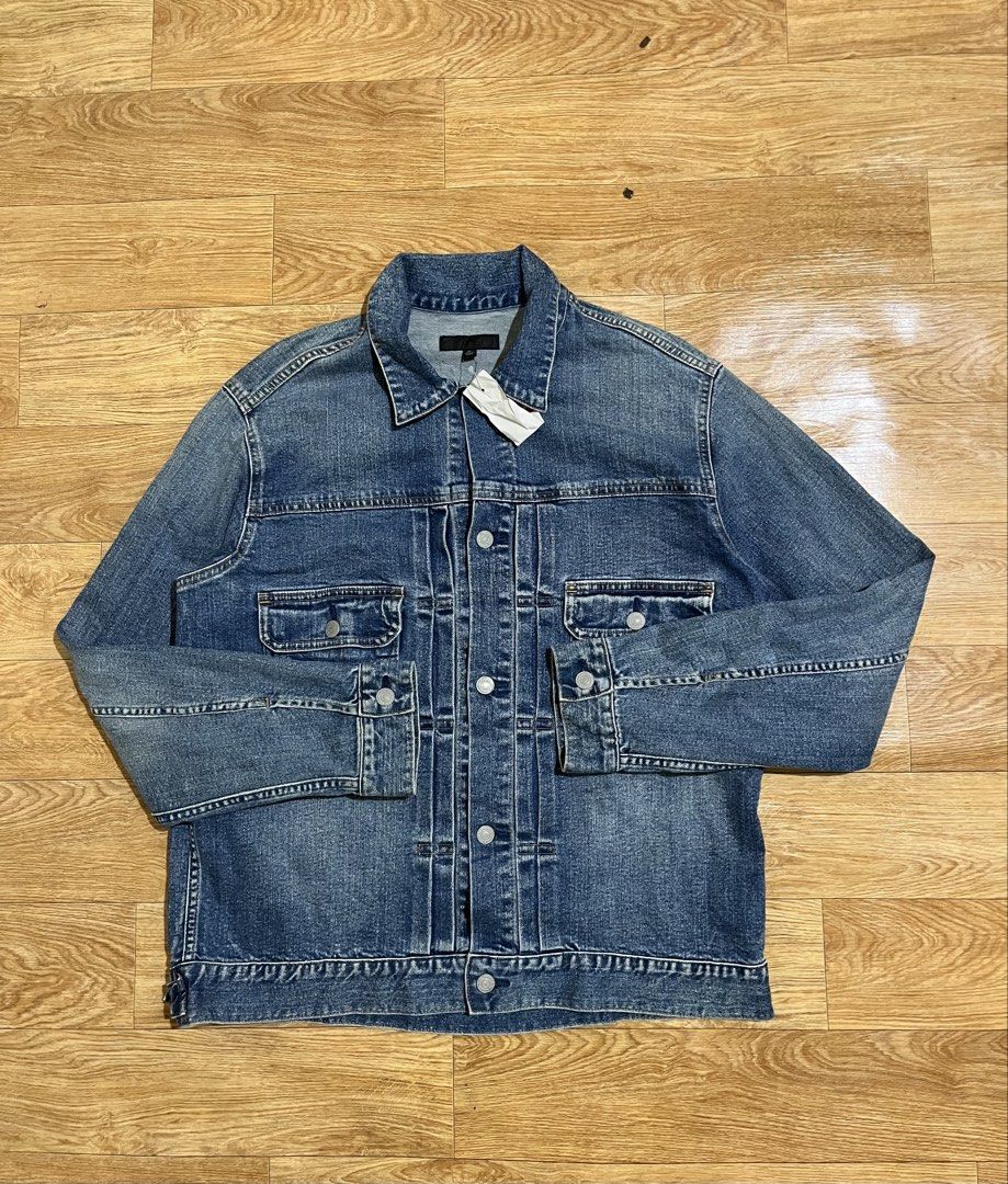 Uniqlo Type 2 Denim Jacket (Category: Coats, Jackets and Outerwear) located in Zamboanga. Submitted by alterramz08 (Listing ID 1463708194, Image 3). Description: Uniqlo type 2 denim jacket Size xl Width 25 Length 27 Excellent Condition Price : 900 Pesos !!.