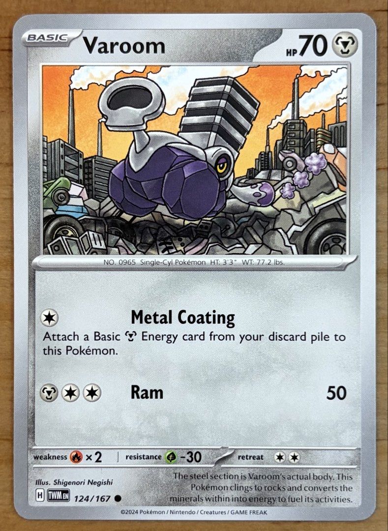 Varoom | Pokemon Cards ~ Twilight Masquerade (Category: Raw Singles) located in Makati City. Submitted by cardlab (Listing ID 1463741963, Image 1). Description: Items are 💯 authentic/original/legit. About The Card: •Language: EN • Number: 124/167 • Common • Normal FOR: • Cards ₱99 and below with Card Sleeves • Cards ₱100 and up with Card Sleeves and Used Toploader • ₱10 for Bnew Tops Packaging (If Shipping): ✔️ Plastic cover ✔️ Cardboard ✔️ Bubb
