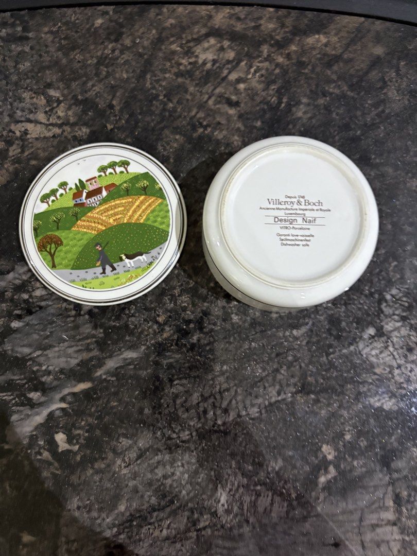 Villeroy & Boch Design Naif Round Trinket Box (Category: Storage Boxes & Baskets) located in Manila. Submitted by foundhouseph (Listing ID 1463663564, Image 3). Description: Villeroy & Boch Design Naif Round Trinket Box Price: 525php Quantity: 1 pc. only Condition: very good condition Size: 4 inches.
