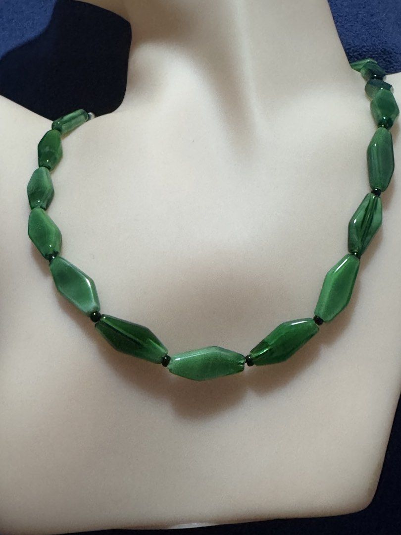 vintage malachite gemstone bead necklace (Category: Necklaces) located in Angeles City. Submitted by zyeplustradings (Listing ID 1463590116, Image 2). Description: vintage malachite gemstone bead necklace Banded Green Malachite stone & Seed bead strand necklace. Beads range from 1/2” x 1-1/8” inch in size and necklace is 20” inches long with no clasp just slip overhead. .
