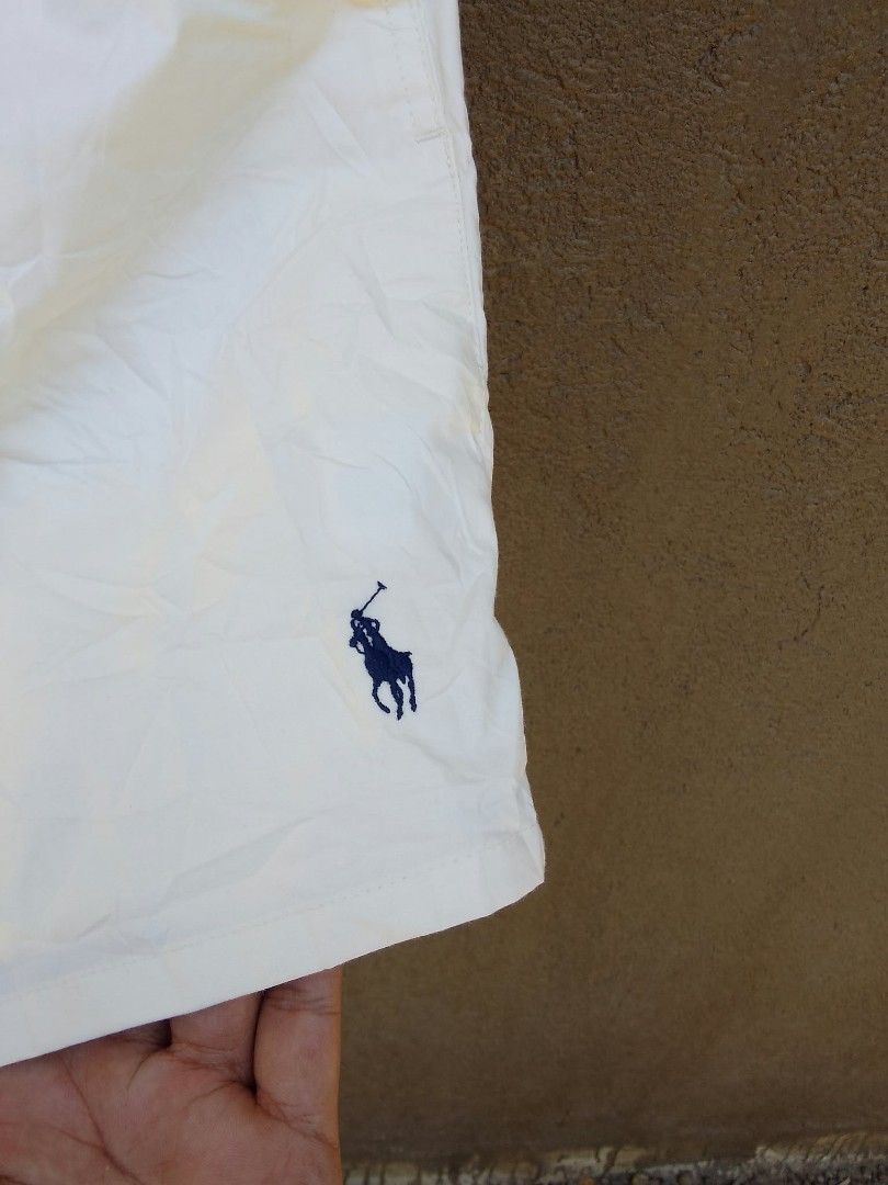 Vintage Polo RL short Small PONY (Category: Shorts) located in Manila. Submitted by triftedrhos (Listing ID 1463669169, Image 2). Description: vintage Polo RL short (Dirty White ) with small pony (Embroidered) size large on tag 28-32w 16.5L just need wash fresh from bale.
