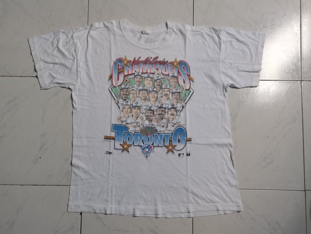 Vintage Toronto Blue Jayz (Category: Tshirts & Polo Shirts ) located in Navotas City. Submitted by rafthrift (Listing ID 1463580371, Image 1). Description: Vintage Toronto Blue Jayz Dated 1992 23x28 Ssatw Issue:faded tag,lints,stain.