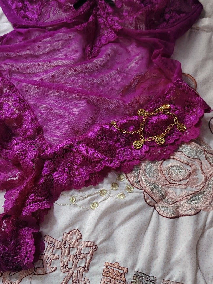 violet lace bodysuit 🪻 (Category: Undergarments & Loungewear) located in Hermosa. Submitted by lcvelycath (Listing ID 1463572676, Image 3). Description: size: m-xl mine: ₱129 bid: ₱+10 lock: ₱329 (shipped) EOB: monday—september 28 (the seller is on vacation 😘) °. thrifted, pre-loved, or brand new but ready to wear (some aren't bcs i don't have the time to wash them, very sorryy :<) colors may vary due to lightning & quality 𐙚 °. check details 