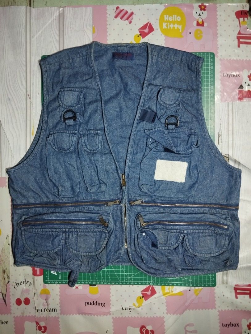 Virgin Voyage Denim Cargo Vest (Category: Vests) located in Makati City. Submitted by christhrift10 (Listing ID 1463612923, Image 1). Description: Virgin Voyage Cargo Vest Best fit XL 24x23 Good condition P500+sf Loc.Olympia, Makati Pick-up or delivery Gcash ready if J&T.