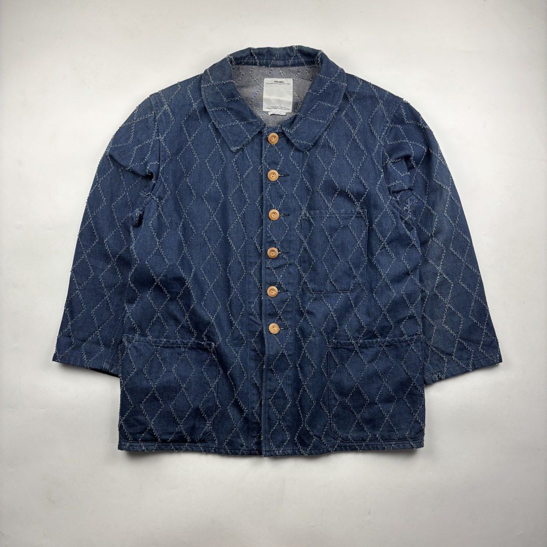 Visvim Coverall Patterned Jacket (Category: Coats, Jackets and Outerwear) located in Makati City. Submitted by ragrepository (Listing ID 1463681038, Image 1). Description: Visvim Coverall Patterned Jacket Tagged as 3 Length- 28” Pit to pit- 22.5” Sleeves- 20” Shoulder-18” Condition- 9/10 Flaw- Minimal signs of wear .