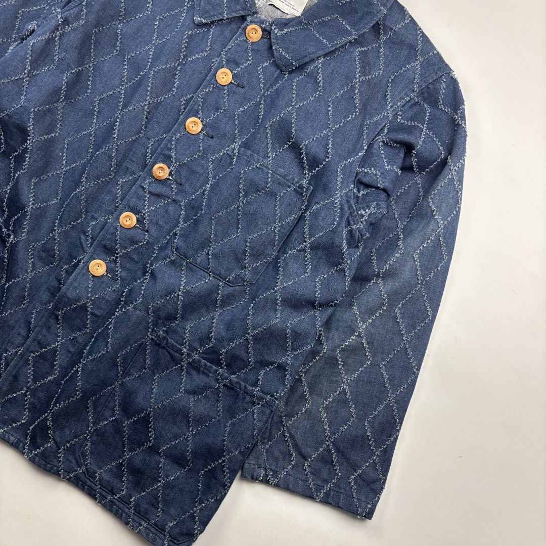 Visvim Coverall Patterned Jacket (Category: Coats, Jackets and Outerwear) located in Makati City. Submitted by ragrepository (Listing ID 1463681038, Image 2). Description: Visvim Coverall Patterned Jacket Tagged as 3 Length- 28” Pit to pit- 22.5” Sleeves- 20” Shoulder-18” Condition- 9/10 Flaw- Minimal signs of wear .