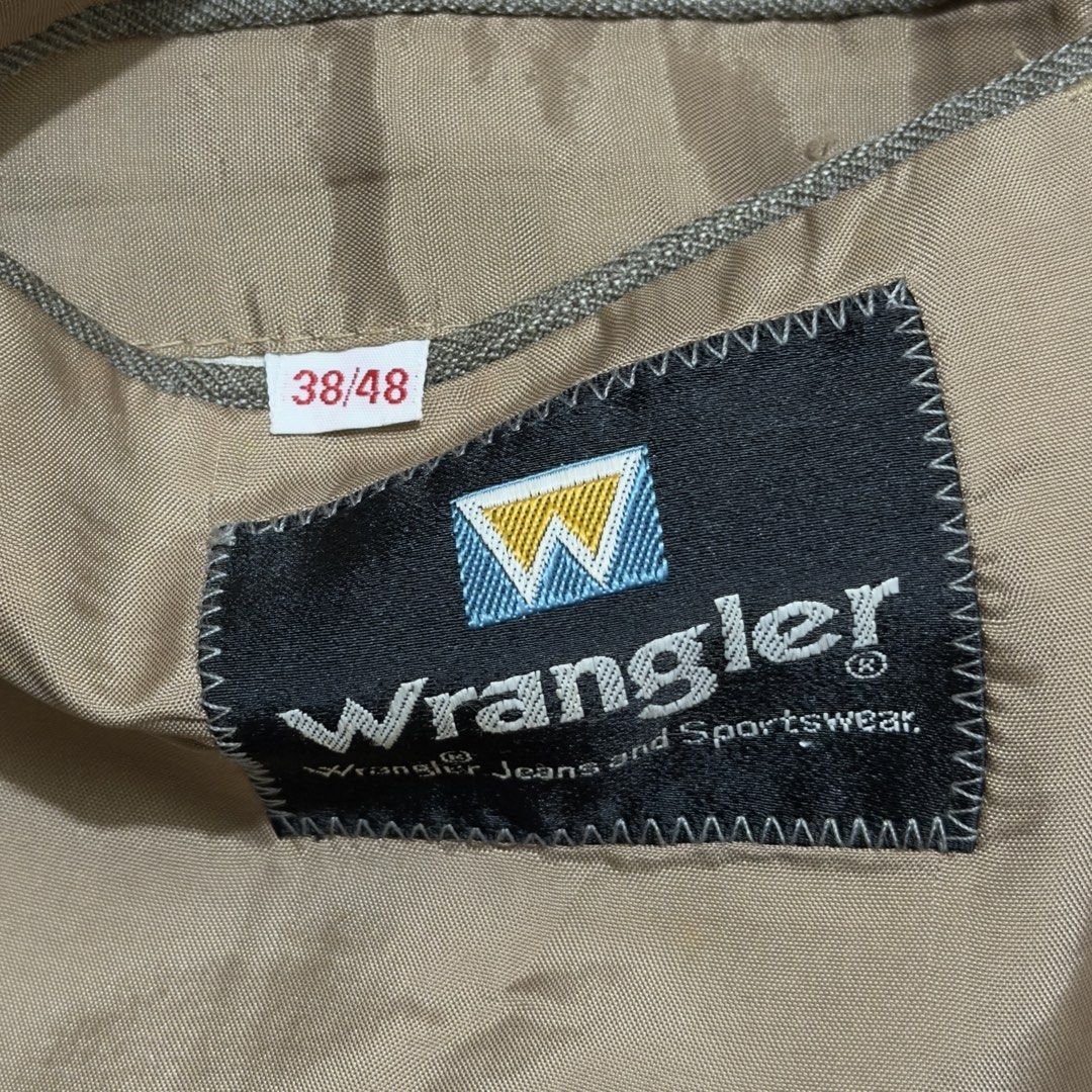 Vtg. Wrangler Sport Coat Jacket (Category: Coats, Jackets and Outerwear) located in Dinalupihan. Submitted by brokencasket (Listing ID 1463666958, Image 3). Description: Vtg. Wrangler Sport Coat Jacket Size 38/48 on tag. Measurements on photo. .