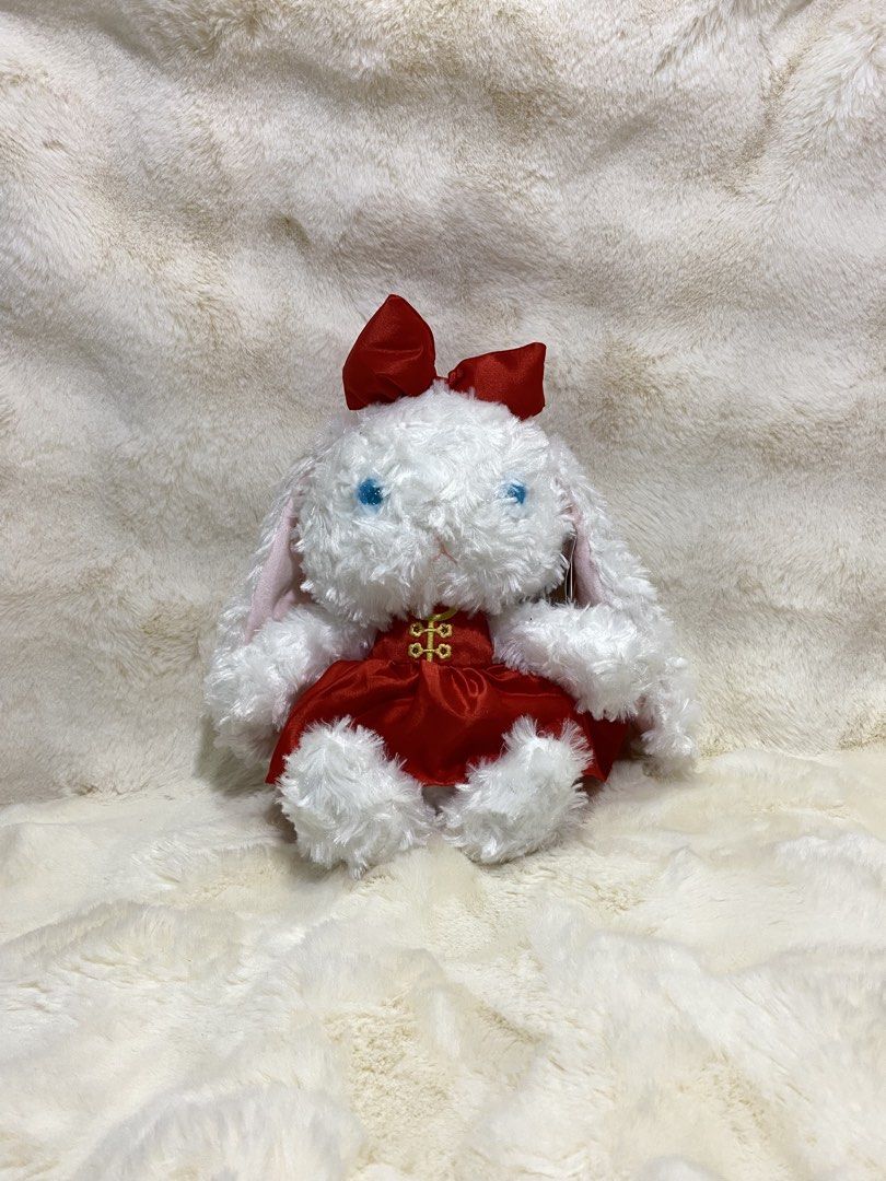 White bunny in red dress plush (Category: Plushies & Soft Toys) located in Kalibo. Submitted by ollie_stuffshop (Listing ID 1463560818, Image 1). Description: 45cm x 22cm Before you send your inquiries: ❗️Last Price is already posted ❗️Manage your expectations, WYSIWYG ❗️May need washing ❗️Dropoff is every Wednesday & Sunday.
