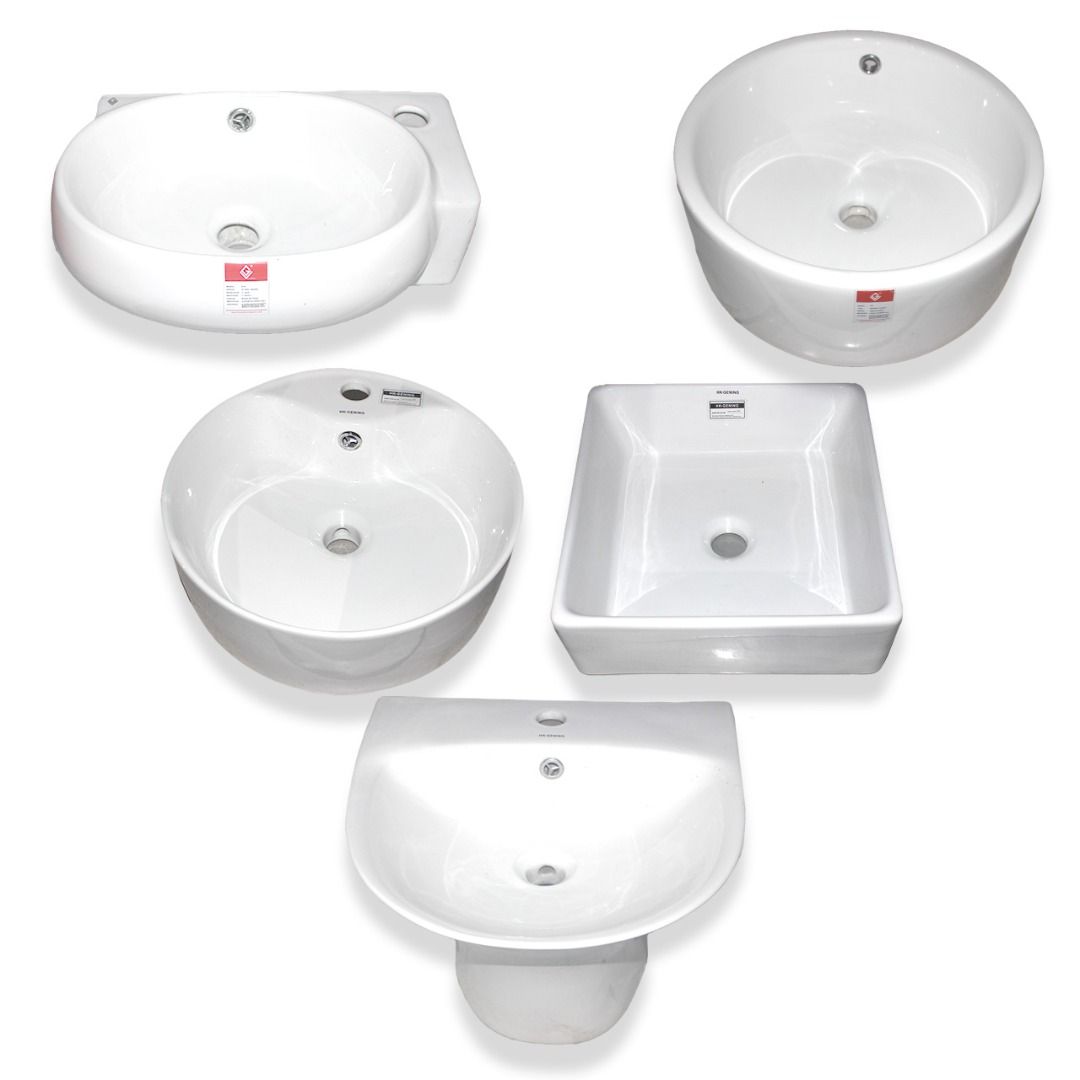 White Ceramic Sinks - Various Models Available (Category: Bathroom & Kitchen Fixtures) located in Paranaque City. Submitted by super_9.9 (Listing ID 1463590633, Image 1). Description: 📦 **READY TO SHIP** 🚚 **Monday – Friday** ⏰ **9:00 AM – 6:00 PM** - Variety of white ceramic sinks available. - Models include: GV 514 (16.5 inch), GV 231 (round), GK GN 66566 (15.5 inch square), and HK-GN5039 (18x15 inch). - All sinks are clean and ready for imme