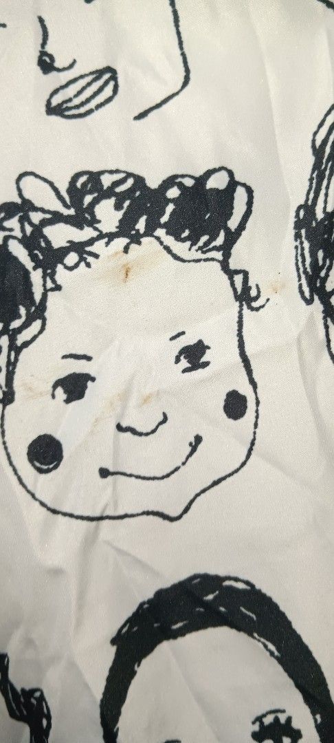 White Shirt with Black Face Print (Category: Shirts) located in Quezon City. Submitted by piptea (Listing ID 1463717303, Image 3). Description: - fits s-l - white button shirt with a doodled faces - lightweight fabric good for casual everyday wear. - cute when paired with mom jeans and sandals - has stains near the pockets not sure from what - rfs: i dont wear it anymore.