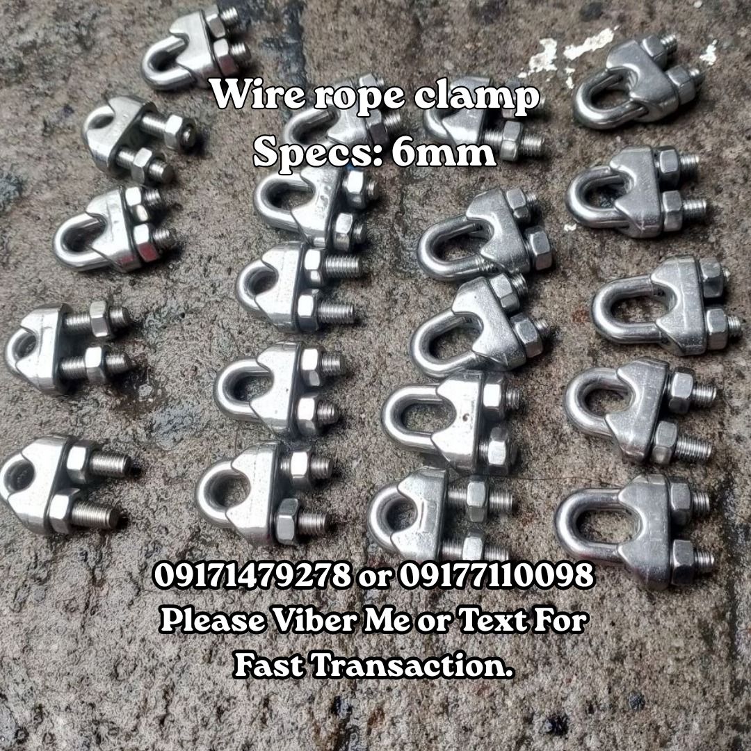 Wire rope clamp Specs: 6mm (Category: Construction Tools & Equipment) located in Manila. Submitted by 09171479278_elsie. (Listing ID 1463570711, Image 1). Description: Wire rope clamp Specs: 6mm .