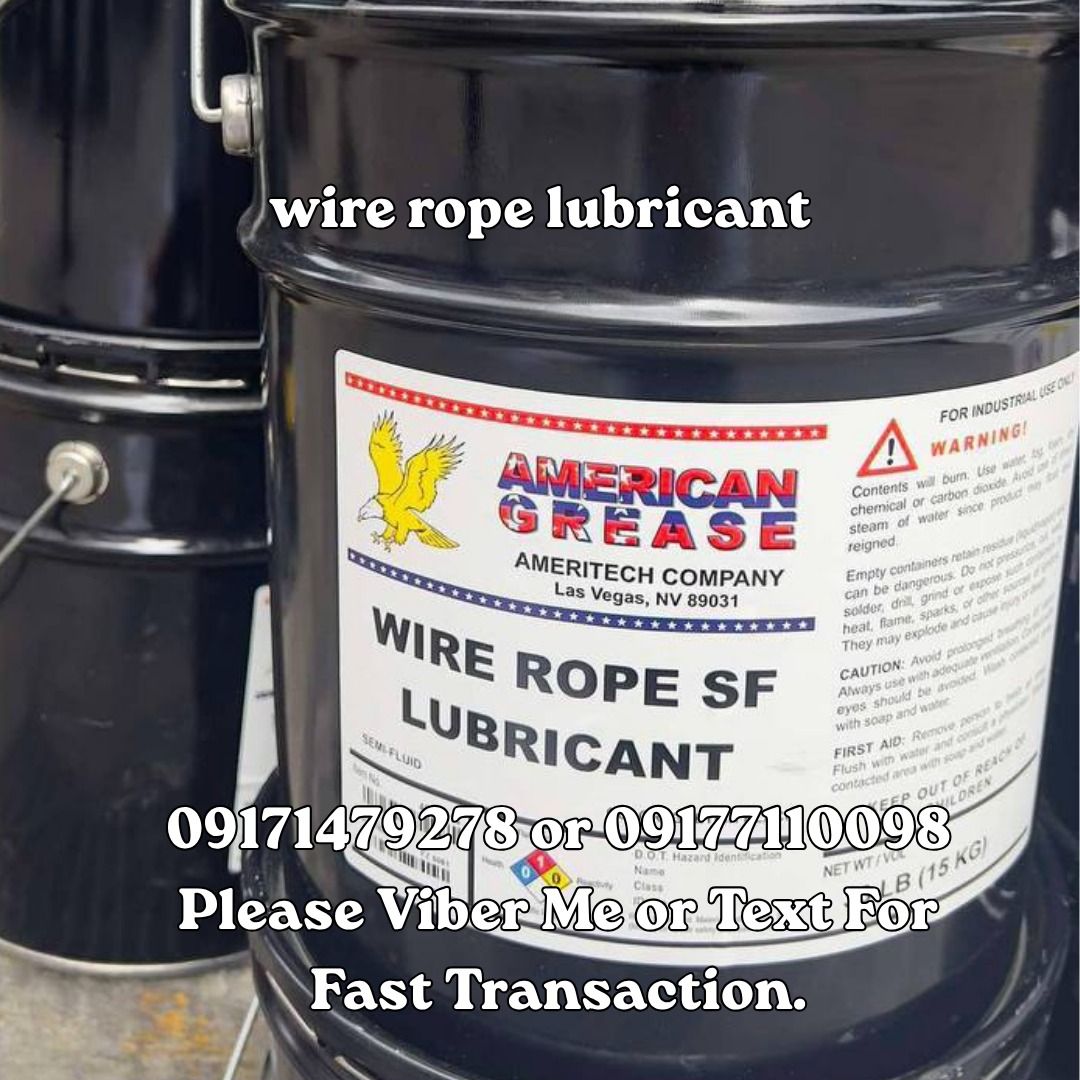 wire rope lubricant (Category: Construction Tools & Equipment) located in Manila. Submitted by 09171479278_elsie. (Listing ID 1463577547, Image 1). Description: wire rope lubricant.