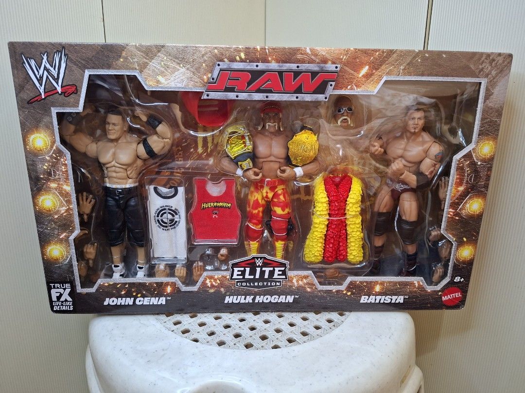 WWE Elite Raw 3 Pack Exclusive (Category: Figurines & Statues) located in San Juan City. Submitted by ged06 (Listing ID 1463572797, Image 1). Description: Title: WWE Action Figures – Mattel | Brand New, Unopened | PRICE FIXED Description: Brand new and unopened WWE Action Figures for sale! All figures are complete with accessories. Please note that while the items are in brand new condition, there may be minor cosmetic imperfections on the packag
