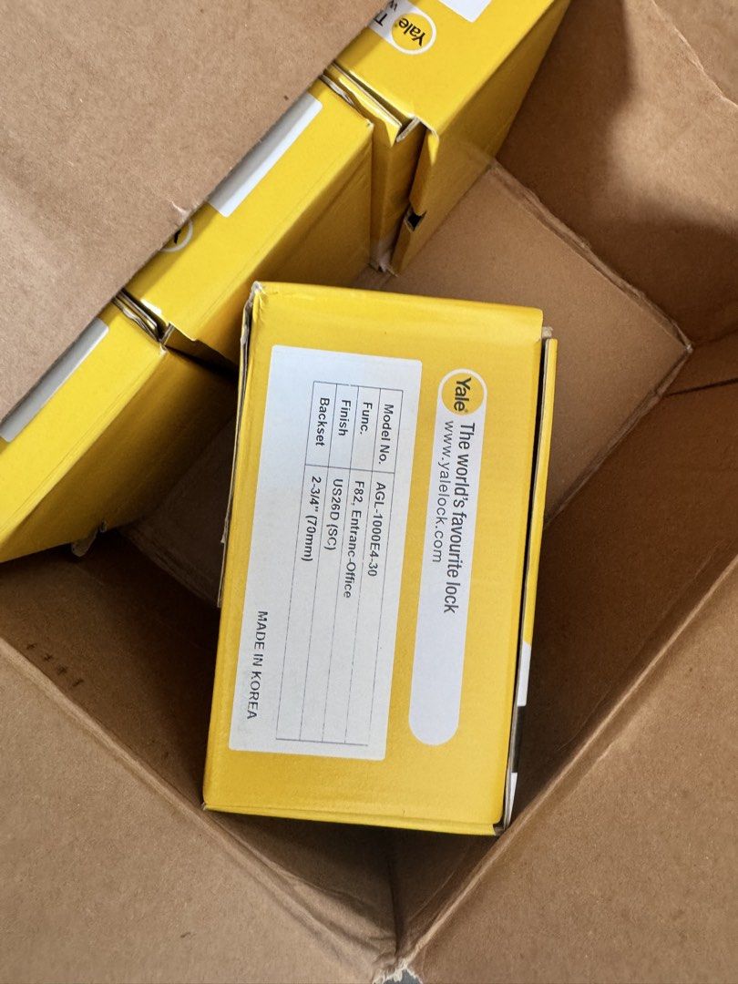Yale AGL-1000 Cylindrical Lever Lockset (Category: Locks, Doors & Gates) located in Bacoor. Submitted by safebear.614f4e (Listing ID 1463652837, Image 1). Description: Kunin niyo na bagsak price na. Good for Commercial Projects, Condominiums and Reselling. 3400 po original price. High quality. With 3 Keys Good day! We have 22 pcs brand-new Yale AGL-1000EA-30 Entrance-Office Knob Locksets available for bulk sale. Details: • Yale AGL-1000EA-30 • F8